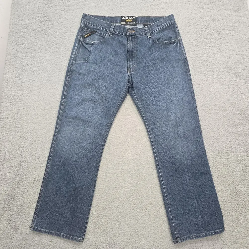 Ariat Rebar M4 Relaxed Boot Cut Jeans Mens 36x31 Carbine Blue Denim 10016221